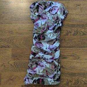 NWOT fitted, purple floral print mini dress